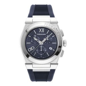 Ferragamo Vega Chrono Silicone Watch Silver Mens
